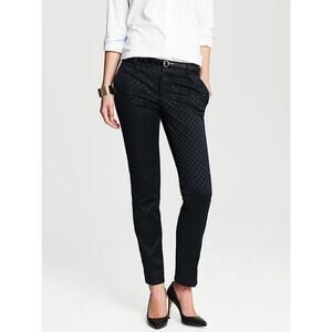 Hampton-Fit Tonal Check Crop shiny black career causal pants slacks sz 6 ankle ^
